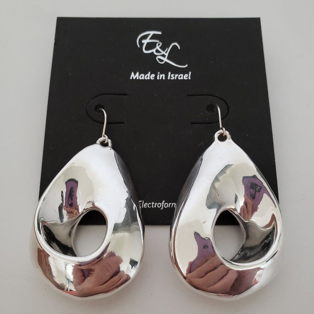 E&L Israel Sterling Silver Electroform Drop Earrings
